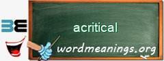 WordMeaning blackboard for acritical